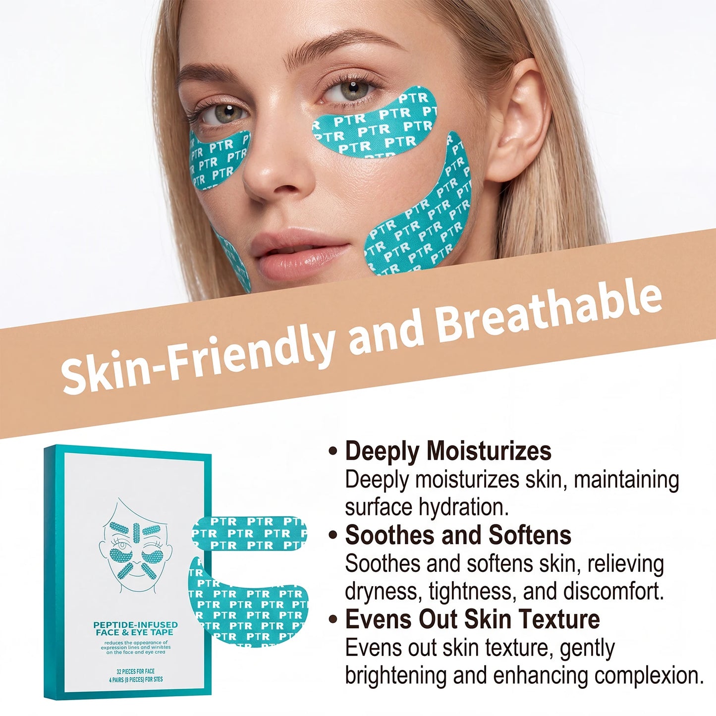 Collagen Peptide Face Eye Mask Tape Reduce Facial Wrinkles Improve Eyes Fine Lines Lift Firm Facial Mask Women Daily Skin Care